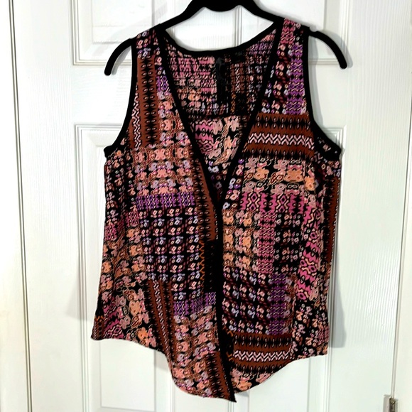 Petticoat women’s sleeveless V-neck top floral print snap closures size small - Picture 1 of 14